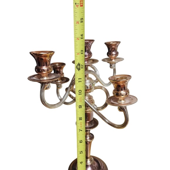 Vintage 5-Arm Candelabra Candle Holder Antique Shaving Stand Silver-Plated Metal - Picture 9 of 9
